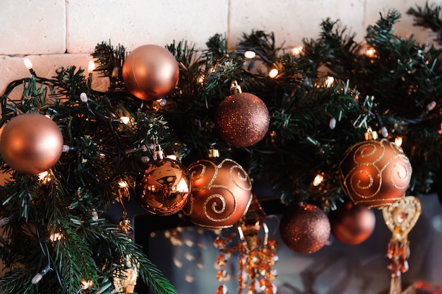 Photo christmas ornaments hanging from the tree