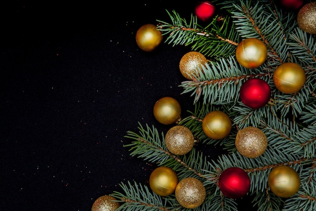 Christmas ornaments isolated on black