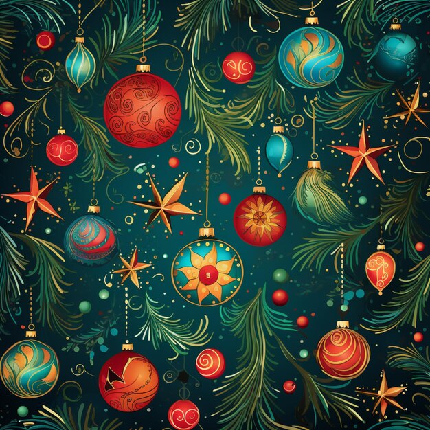 Photo christmas ornaments and ornaments on a dark blue background generative ai