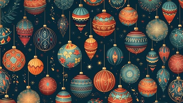 Christmas ornaments pattern vector style Generative AI