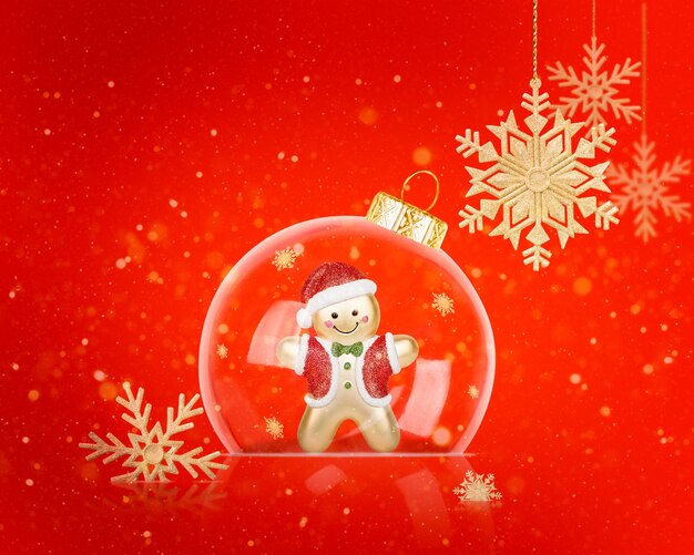 Christmas Ornaments red background Gingerbread man