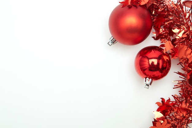 Christmas ornaments in white background