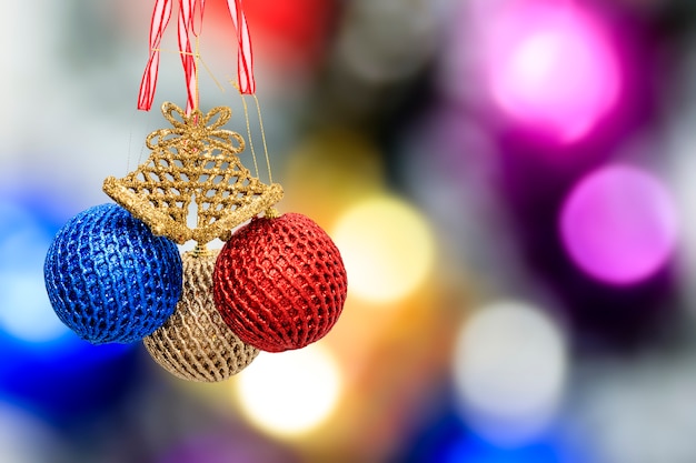 Christmas ornaments with blurred background