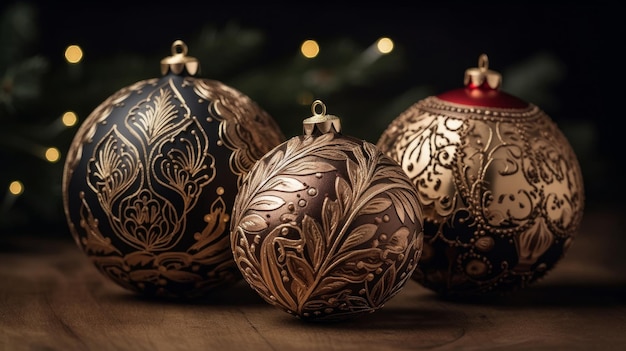 写真 複雑なデザインとパターンを持つクリスマスの装飾品 ai生成のイラスト