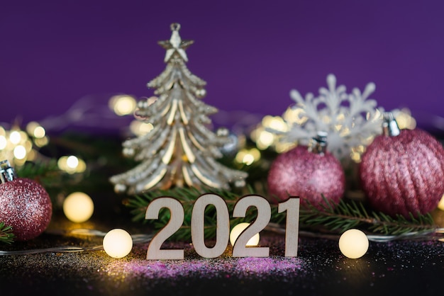 Christmas ornaments with new year numbers