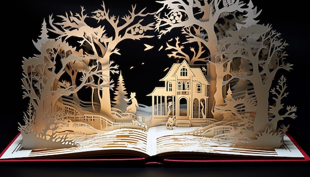 christmas paper cut layered diorama book