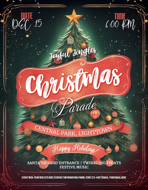 Photo christmas parade flyer psd template