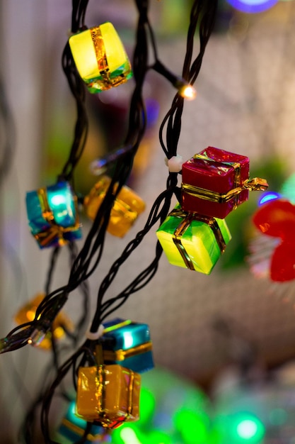 Christmas and party lights in the form of gift boxes