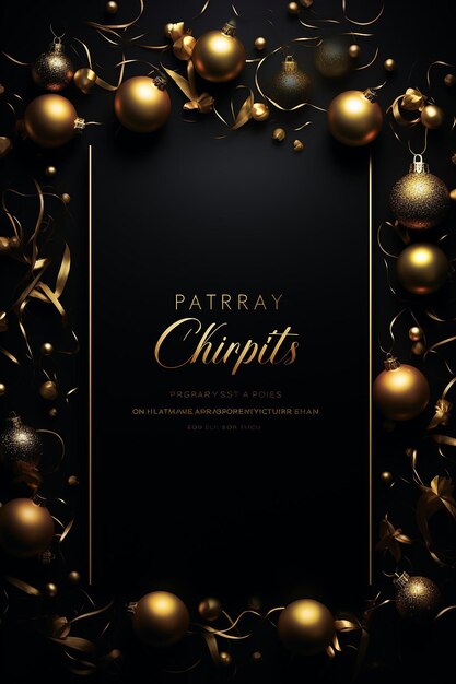 Photo christmas party poster on black background