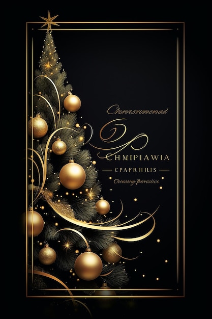 写真 黒い背景のクリスマスパーティーのポスター