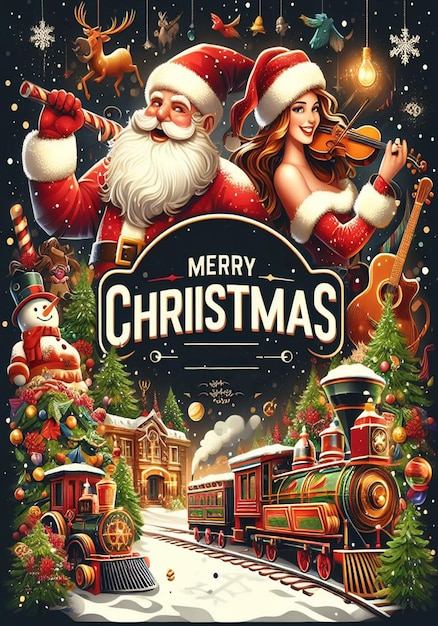 Фото Шаблон плаката для рождественской вечеринки