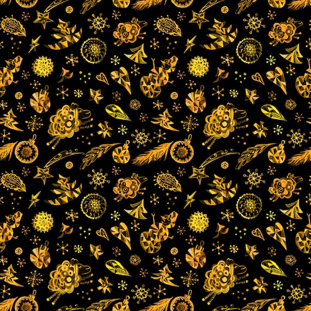 Christmas pattern in black and gold