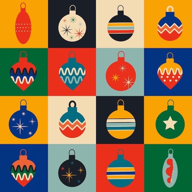 Christmas pattern with tree toys Vector illustration