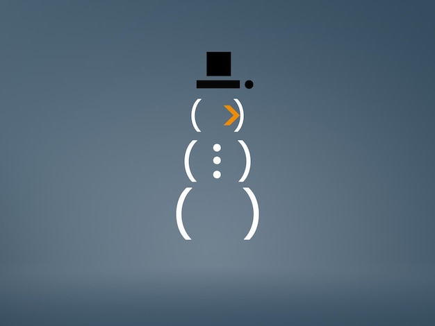 Photo christmas penguin design by parenthesis symbol on grey background