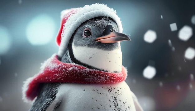 Christmas penguin Generative AI