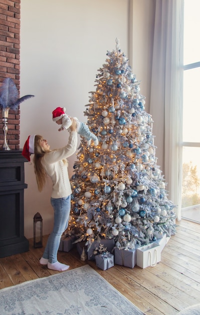 Christmas photo of baby and mother