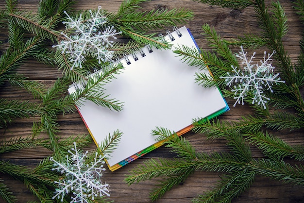 Christmas picture on a wooden background