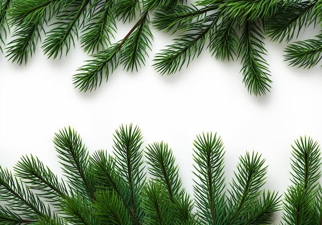 Photo christmas pine branch on white background with free space for text ai generated