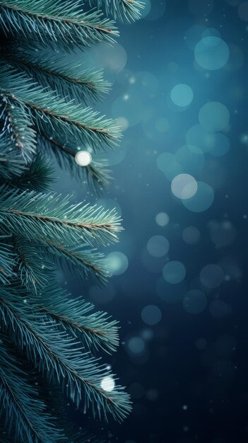 Christmas pine branches with blurred background