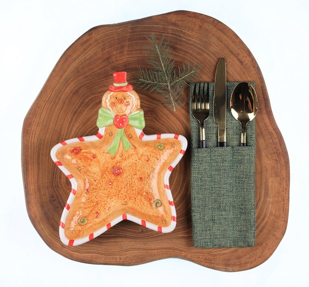 christmas plate and cutlery