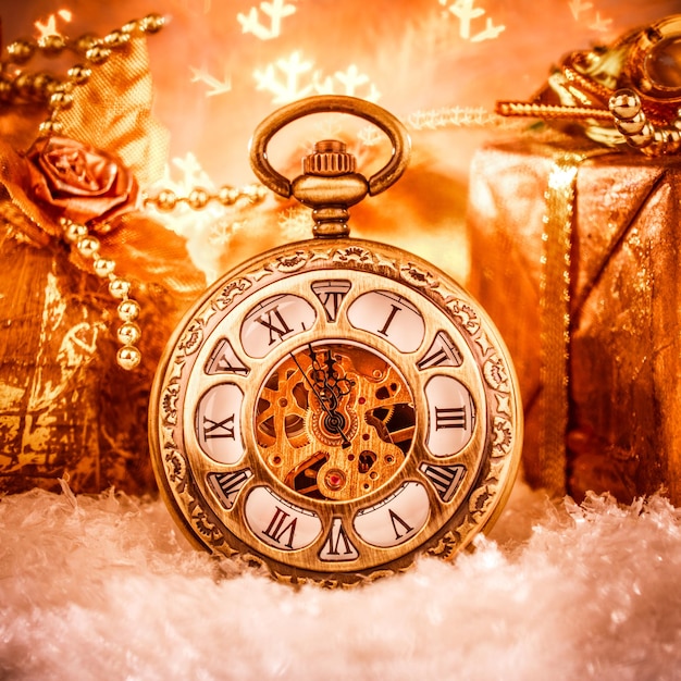 christmas pocket watch still life.
