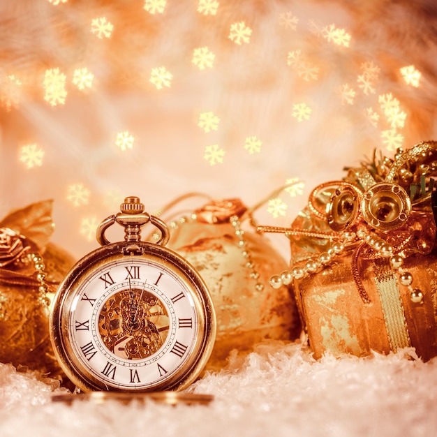 Christmas pocket watch still life.