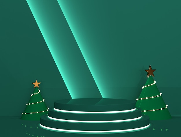 Christmas podium Green for banners or promos