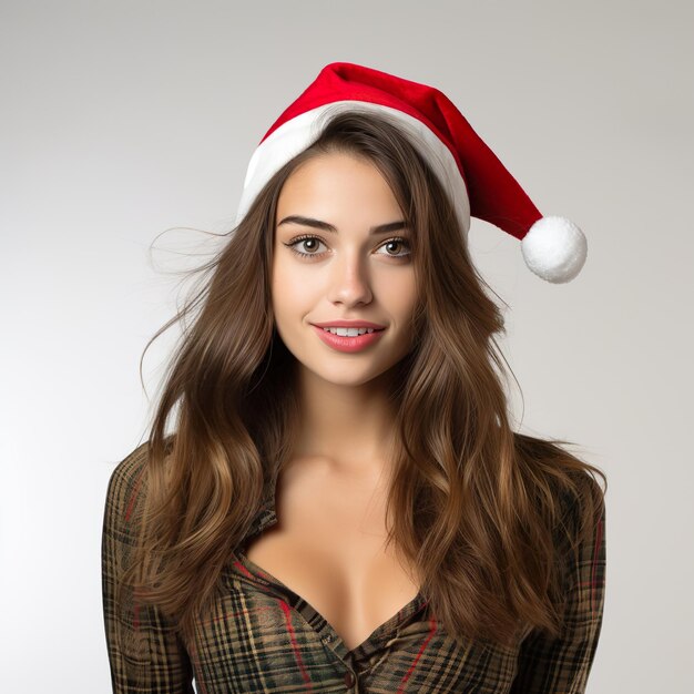 美しい女性モデルのクリスマスポートレート