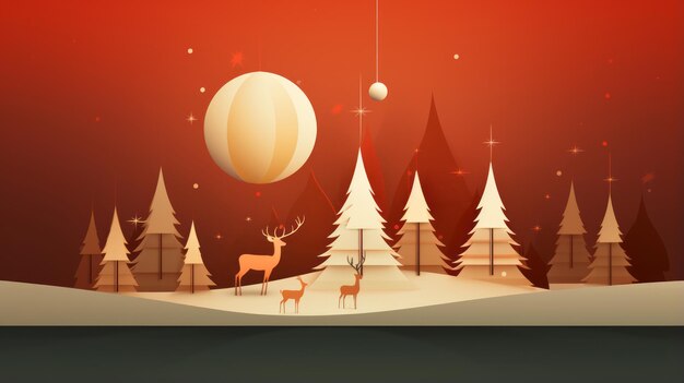 Иллюстрации рождественских открыток в минималистском стиле