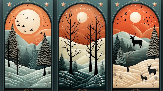 Christmas poster design set