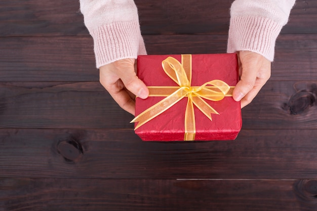 Christmas presents gift holding for happy day.