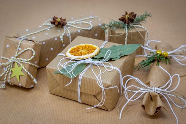 Christmas presents on table