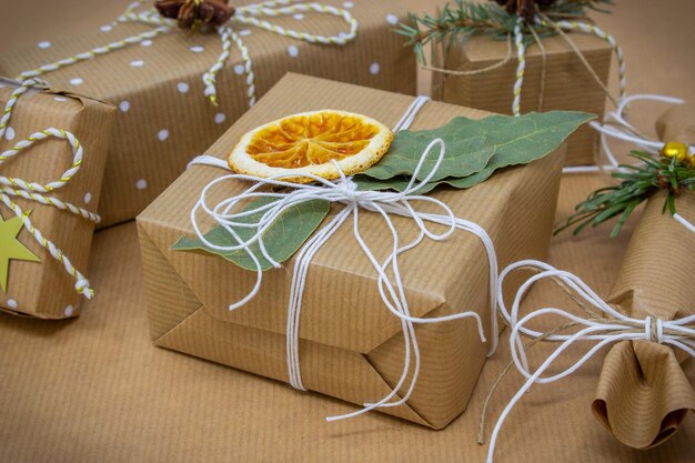 Christmas presents on table