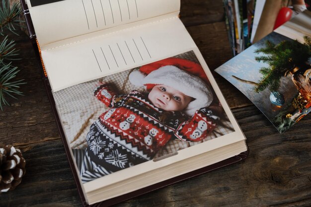 Christmas printed photos in photo album