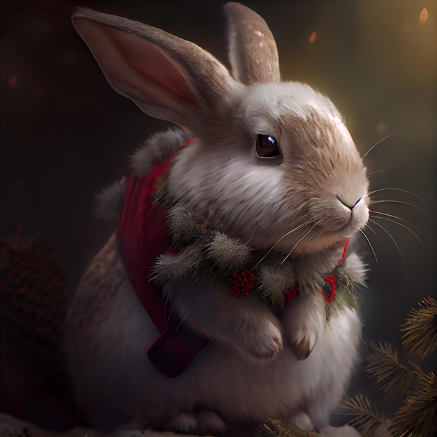 Christmas rabbit as symbol of 2023 year illustration