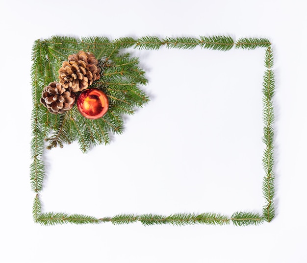 Christmas rectangle frame with copy spacemade with natural wint