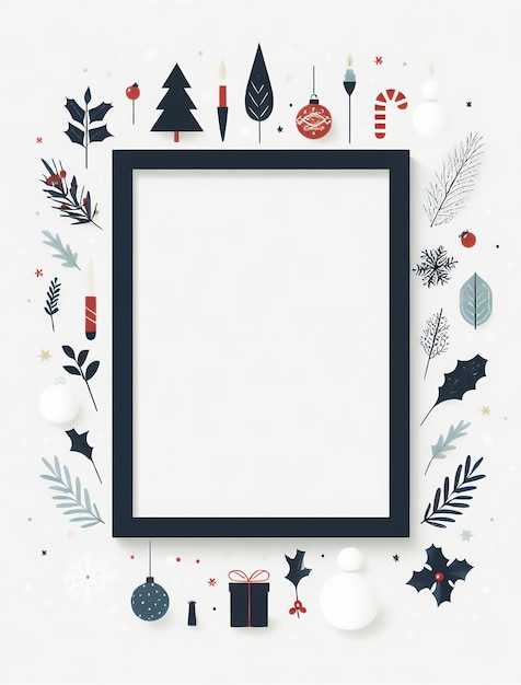 Christmas rectangular poster decoration digital minimal art with motives copy space