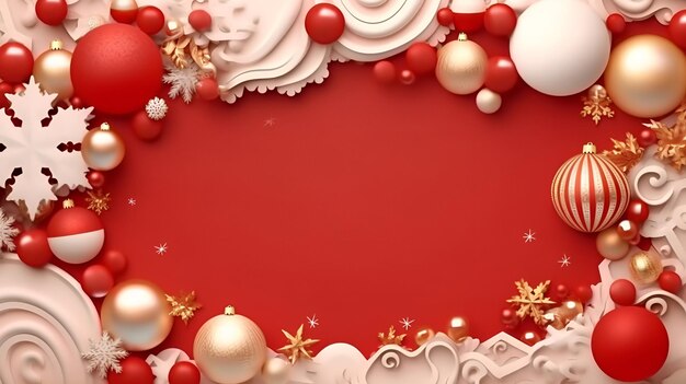 Christmas red background with decorative balls