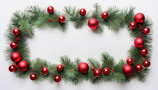 クリスマス ⁇ 赤いボール ⁇ 杉の枝 ⁇ 白い背景 ⁇ クリスマス ⁇ 冬 ⁇ 新年