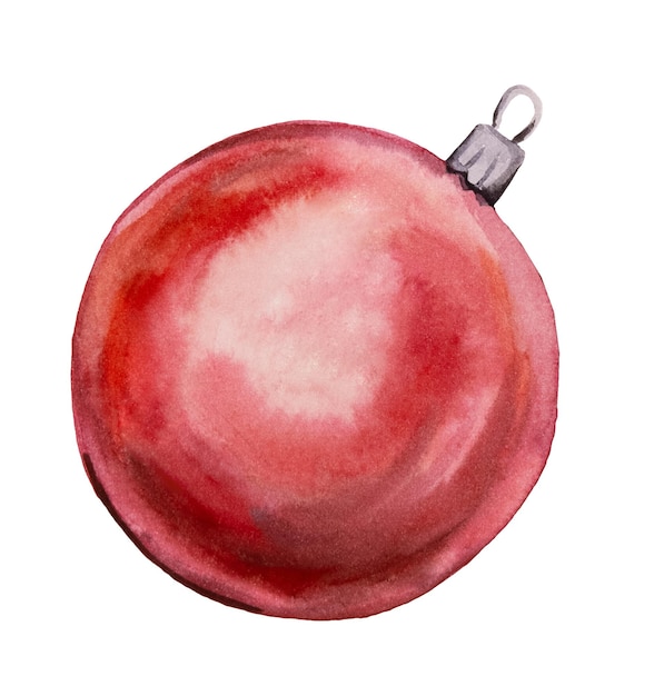 Christmas Red bauble isolated Watercolor illustration greeting cards element and holiday design