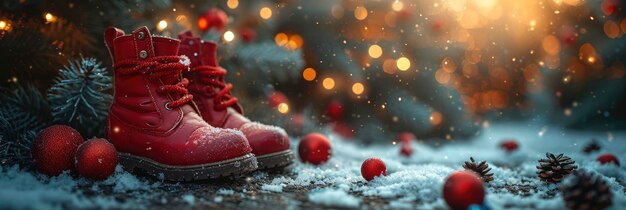 Photo christmas red boot round blue toy background hd illustrations