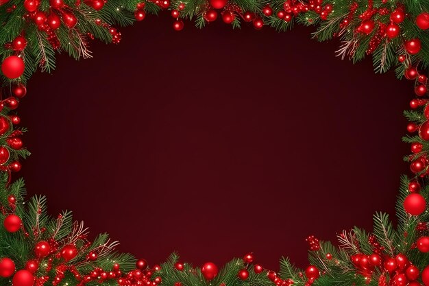 Christmas red frame horizontal composition