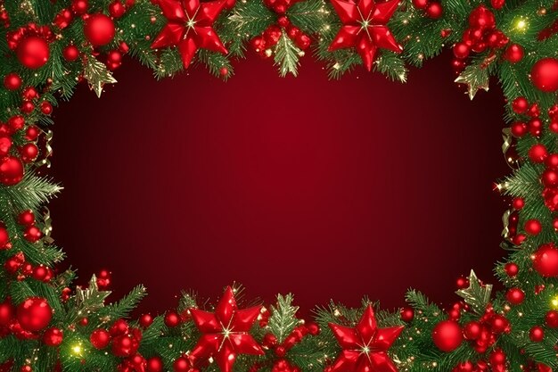 Christmas red frame horizontal composition