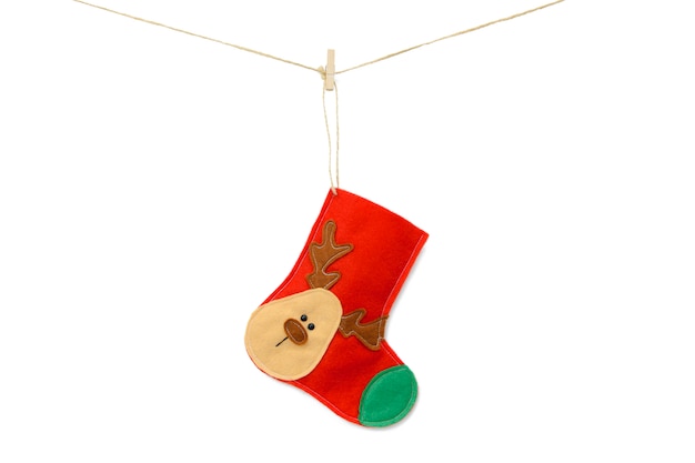 Christmas red sock isolated on white background