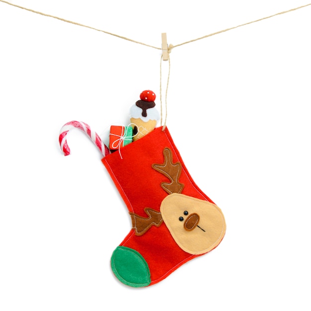 Christmas red sock with sweets