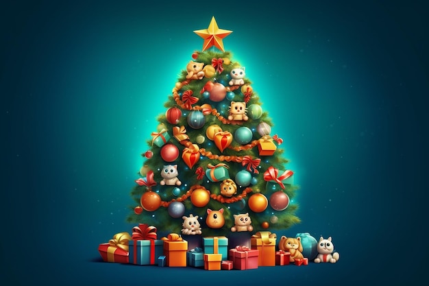 Photo christmas ree with toys