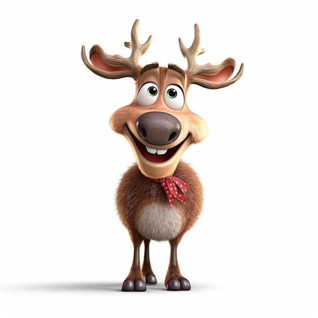 Christmas Reindeer cartoon character isolated on white Generative ai