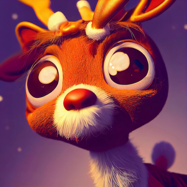 Christmas reindeer character cute reindeer in christmas scenery animated illustration