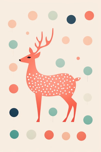 Christmas reindeer flat illustration seasonal design