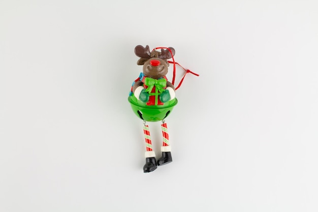 Christmas reindeer toy for christmas tree white background